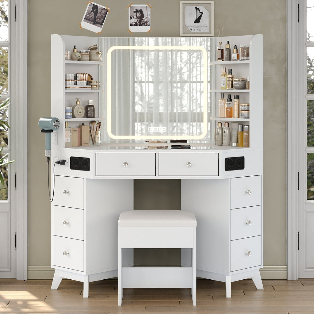 LED Mirror Vanity Desk White - Vektaya